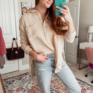 Pink lily oversized linen tunic